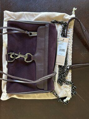Rebecca Minkoff Mini MAC Crossbody Currant Suede Gunmetal Chain NWT